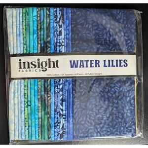 Insight Fabrics Water Lilies Layer Cake 10" Batik Cotton Fabric Squares 42pc